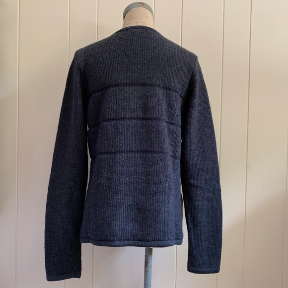 GAP Alpaca Wool Knit Charcoal Gray Front Zip Sweater Large Chunky Moto - Picture 3 of 8